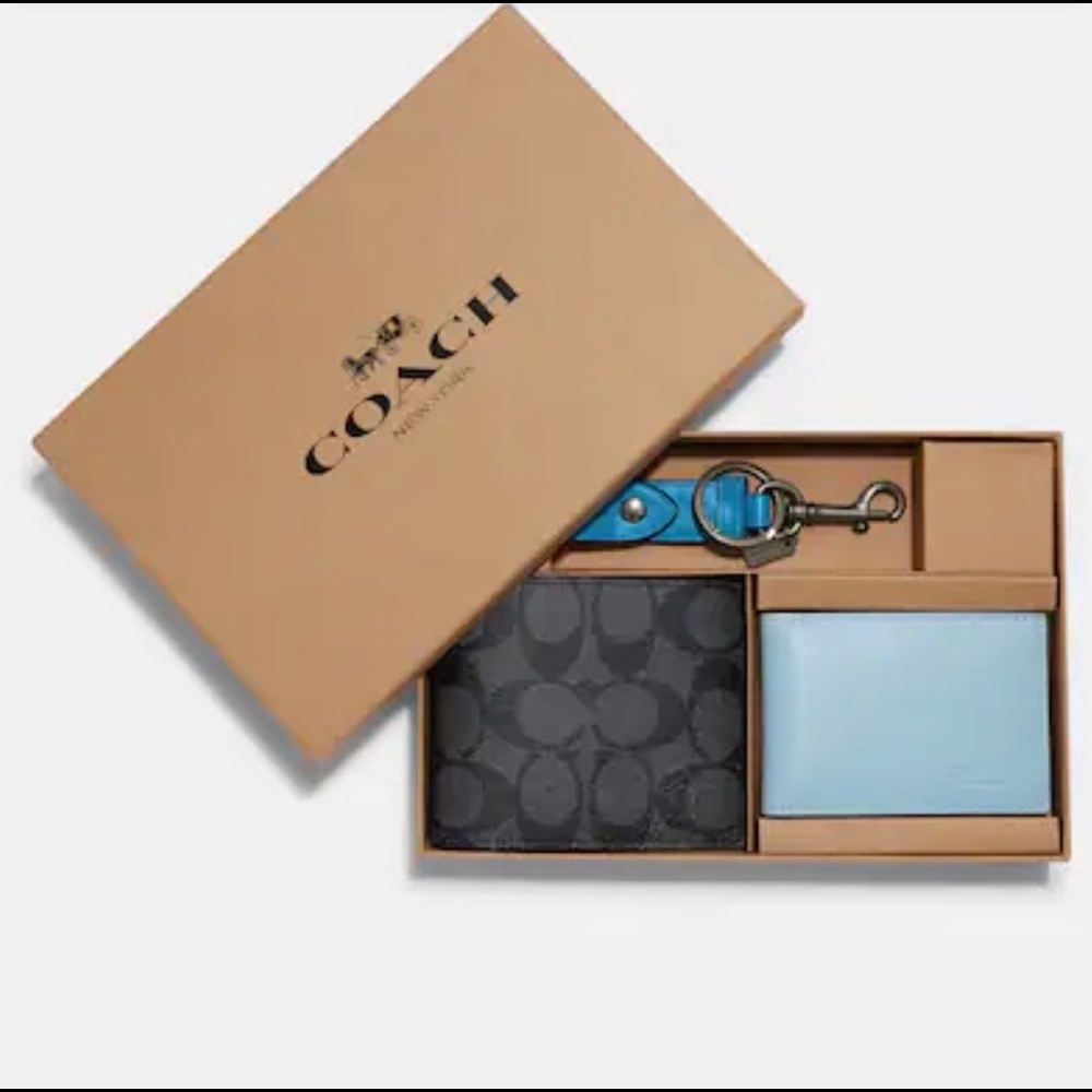 Boxed 3 in 1 Coach Wallet Gift Set in Colorblock Signature Canvas.  NWT.